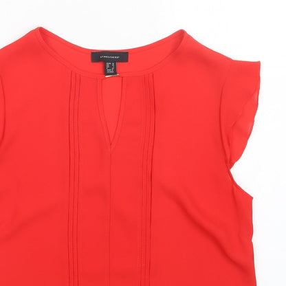Close-up detail of Atmosphere women’s red basic blouse, size UK 10
