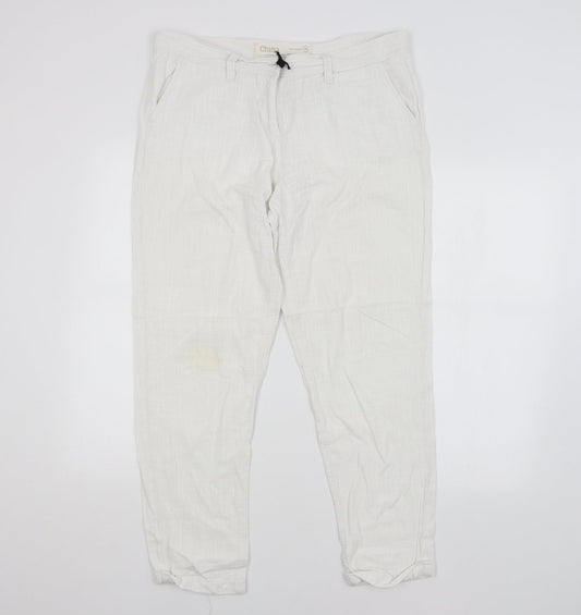 NEXT Womens White   Chino Trousers Size 14 L26 in