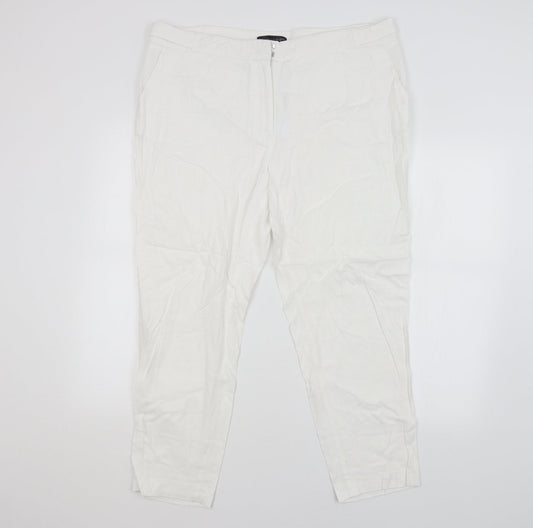 M&S Womens White   Trousers  Size 18 L25 in