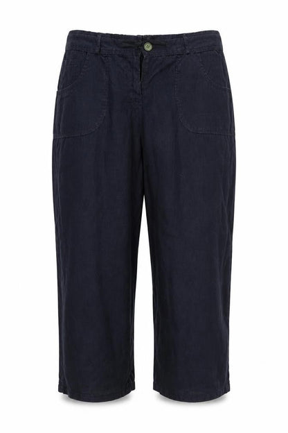 Front view of DenimCo women’s blue trousers, size UK 10, 27-inch leg