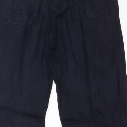 Brand and care label for DenimCo women’s blue trousers, size UK 10, 27-inch leg