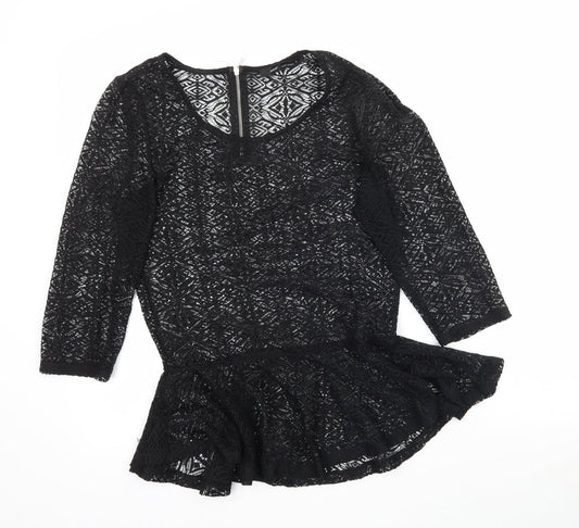 NEXT Womens Black  Lace Basic Blouse Size 6  - Peplum