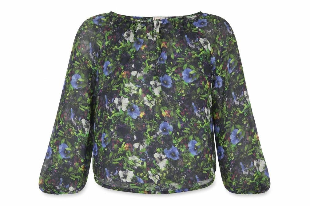 NEXT Womens Multicoloured Floral Mesh Basic Blouse Size 6  - Keyhole Neck