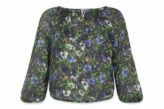 Next Womens Multicoloured Floral Mesh Basic Blouse Size 6  - Keyhole Neck