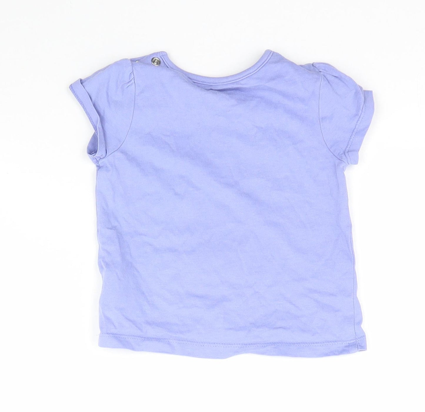Mothercare Girls Purple   Basic T-Shirt Size 6-9 Months  - Cat bow