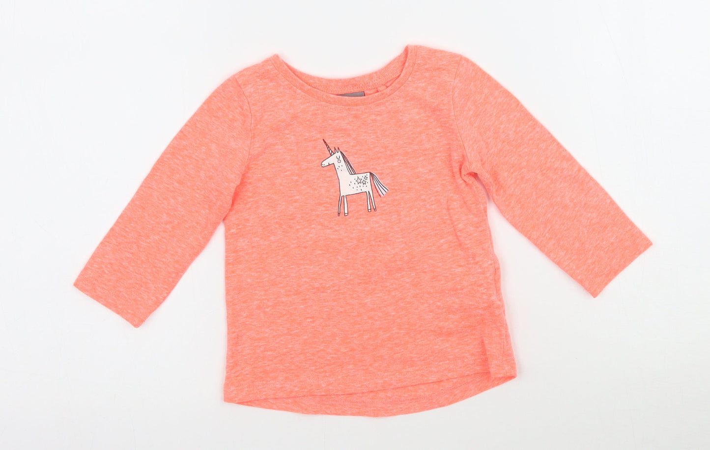 NEXT Girls Orange   Basic T-Shirt Size 6-9 Months  - Unicorn