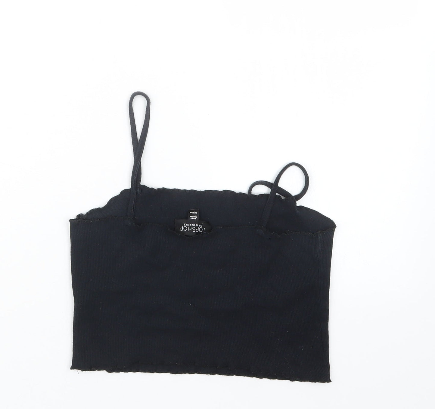 Topshop Womens Black   Cropped T-Shirt Size 8