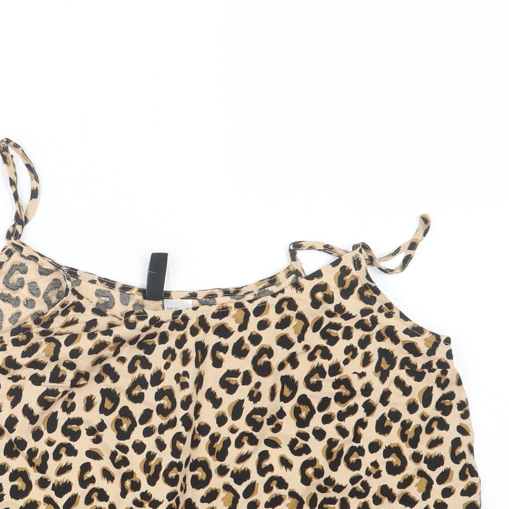 Divided by H&M Womens Brown Animal Print  Cropped T-Shirt Size 8
