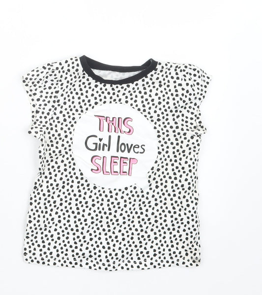 George Girls Black Animal Print  Top Pyjama Top Size 2-3 Years
