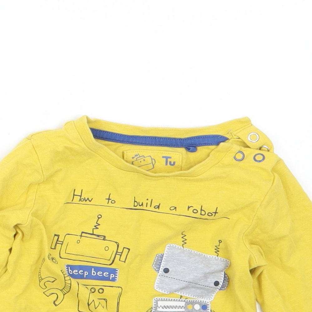 TU Boys Yellow   Basic T-Shirt Size 9-12 Months