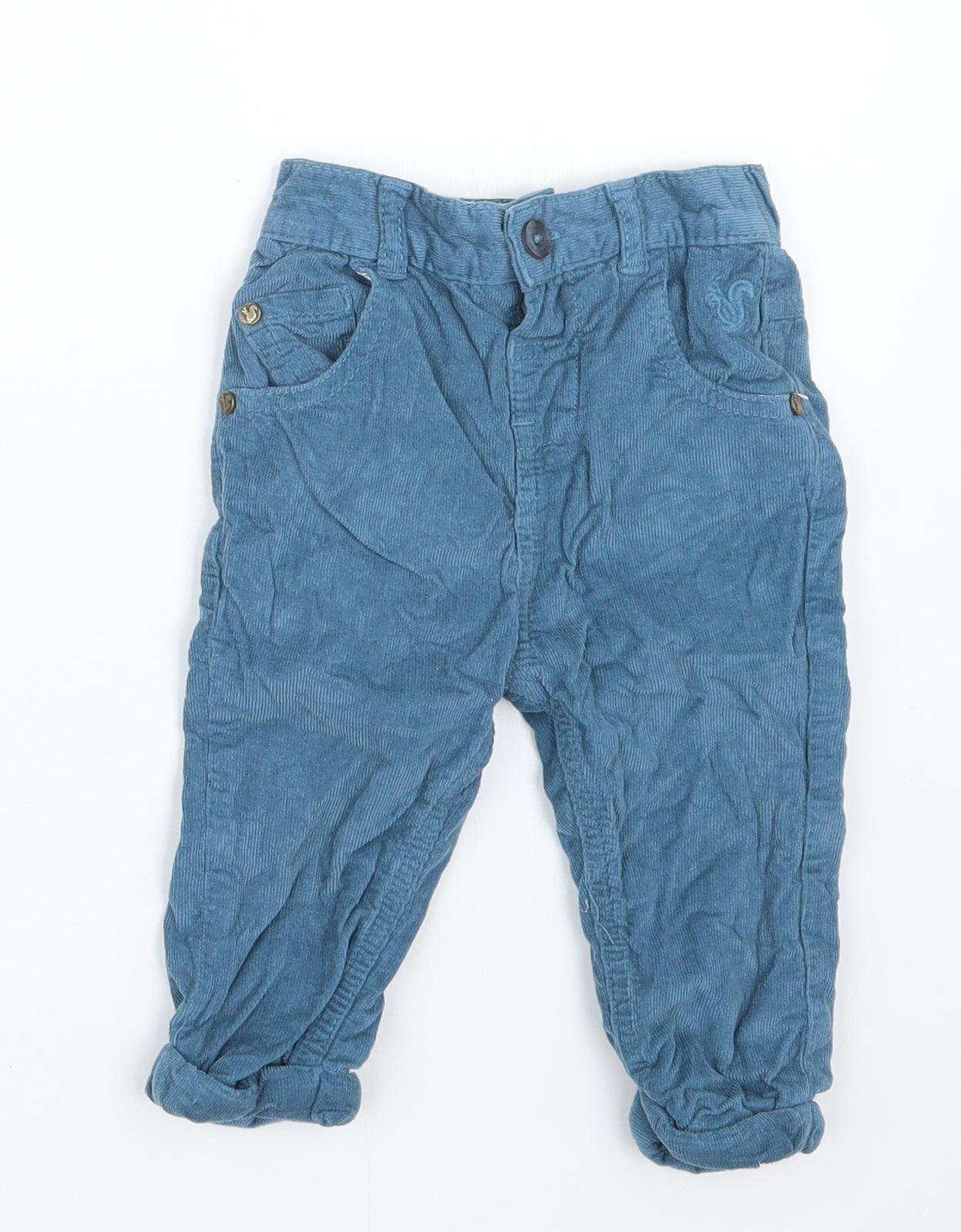 BHS Boys Blue  Velvet Cargo Trousers Size 9-12 Months
