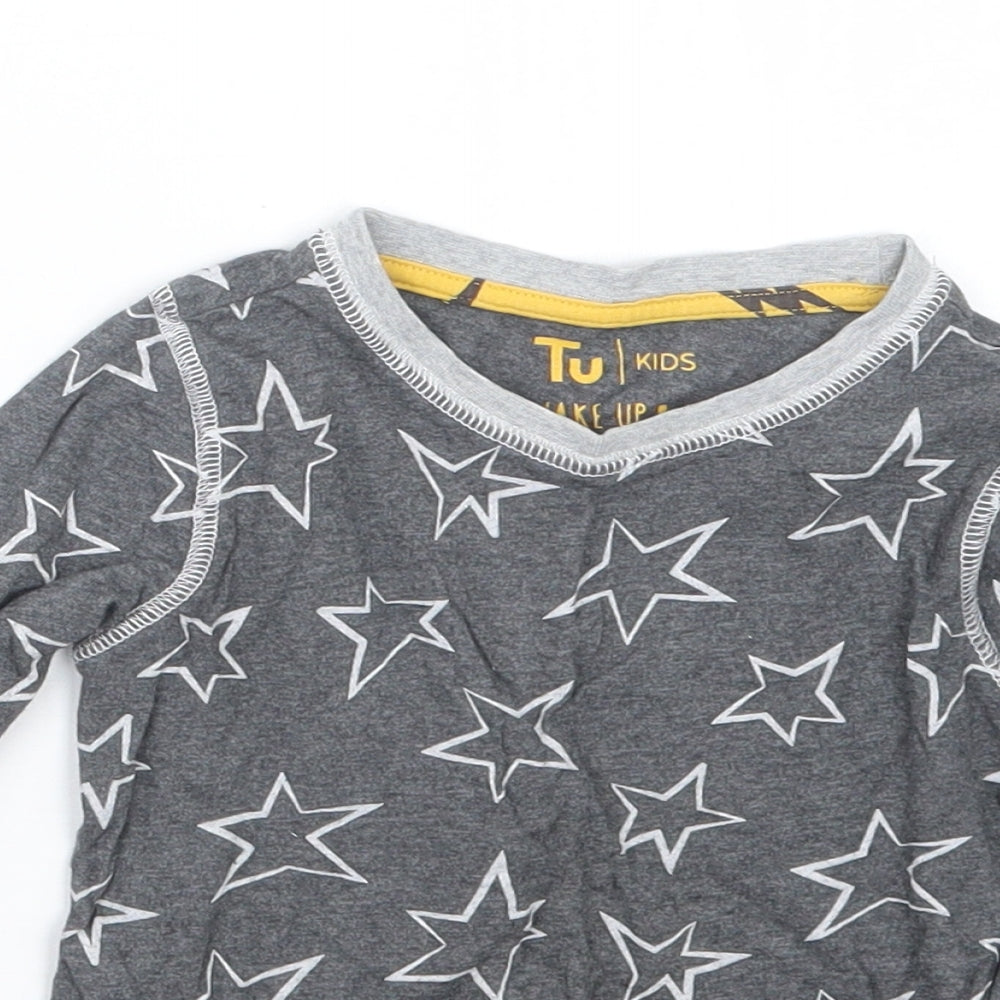 TU Girls Grey Geometric  Top Pyjama Top Size 3-4 Years