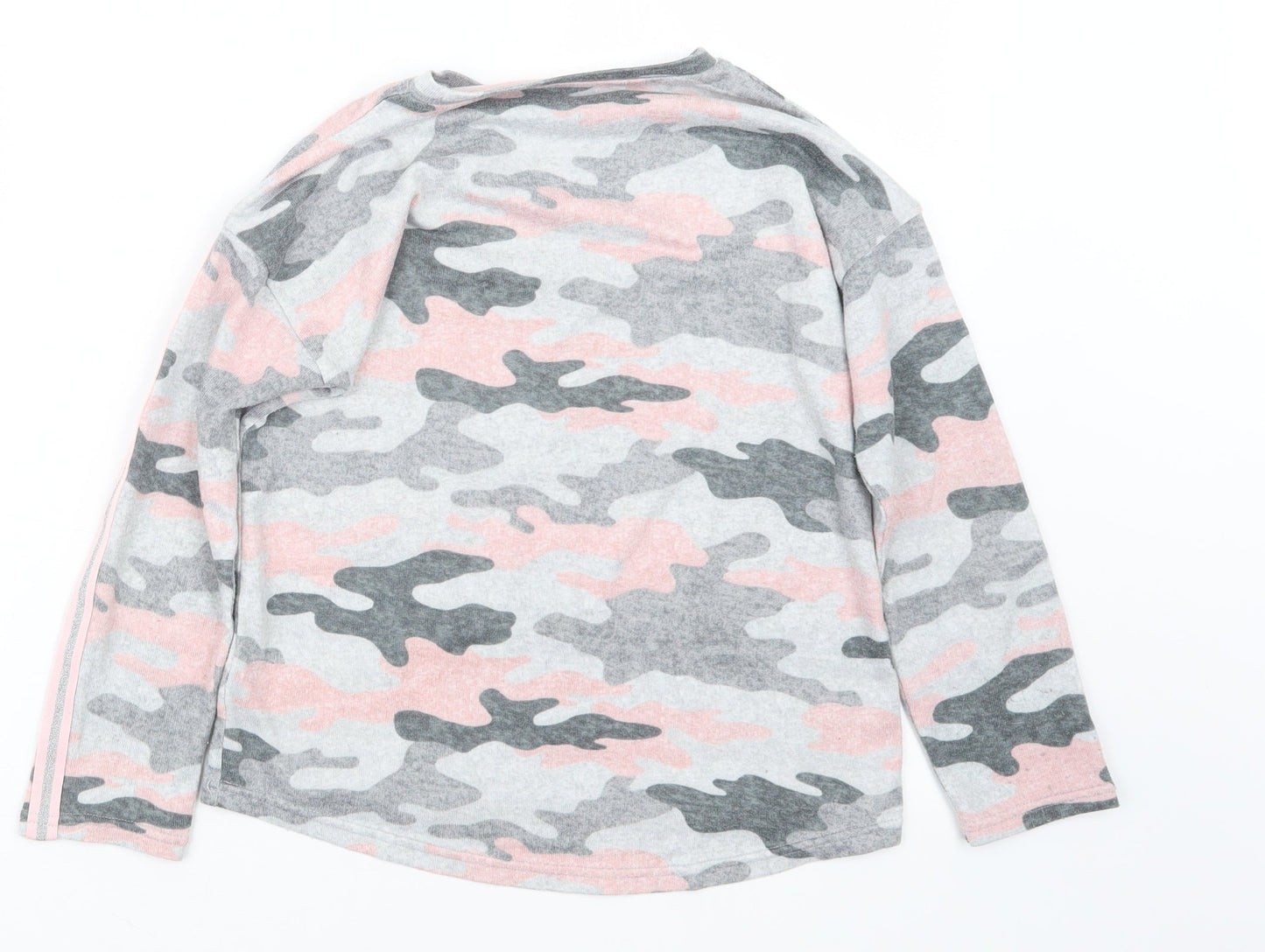 Matalan Girls Grey Camouflage  Pullover Jumper Size 9 Years