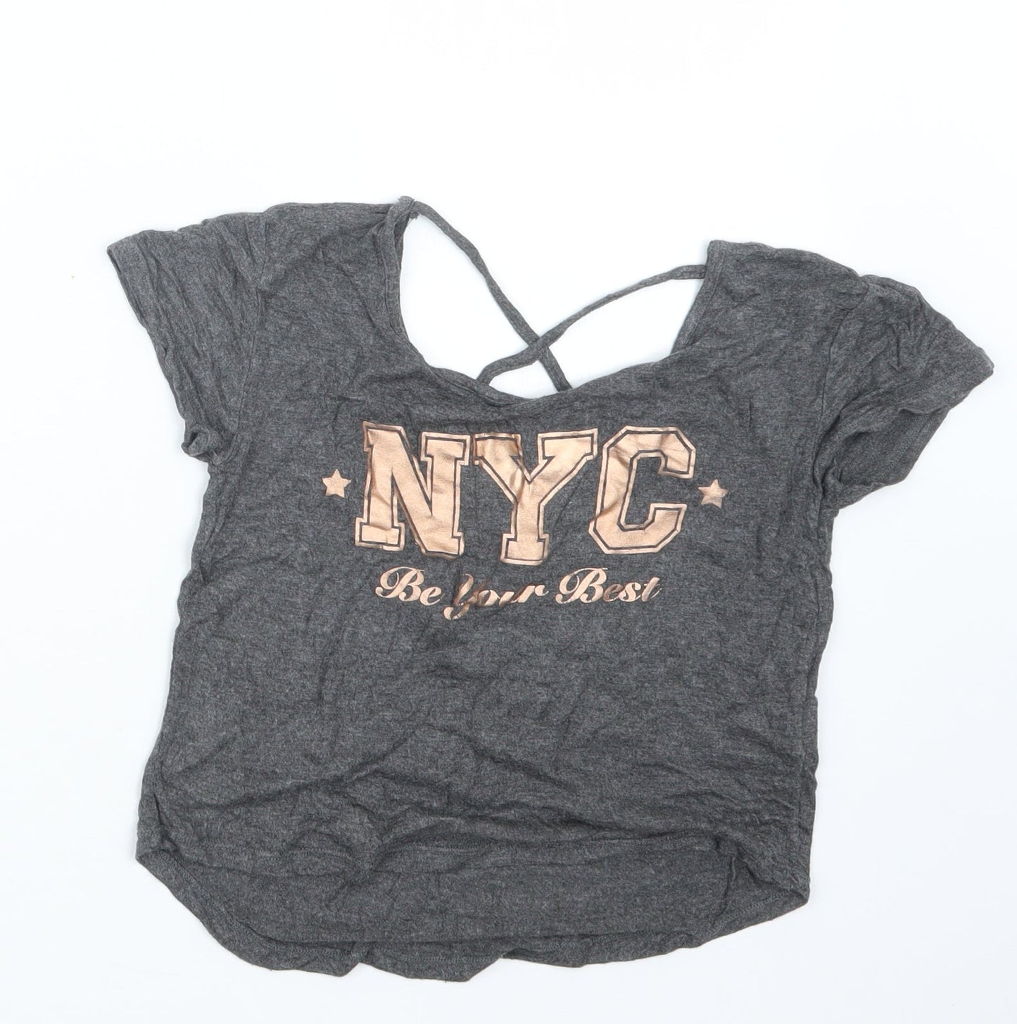 Young Dimension Girls Grey   Basic T-Shirt Size 8-9 Years