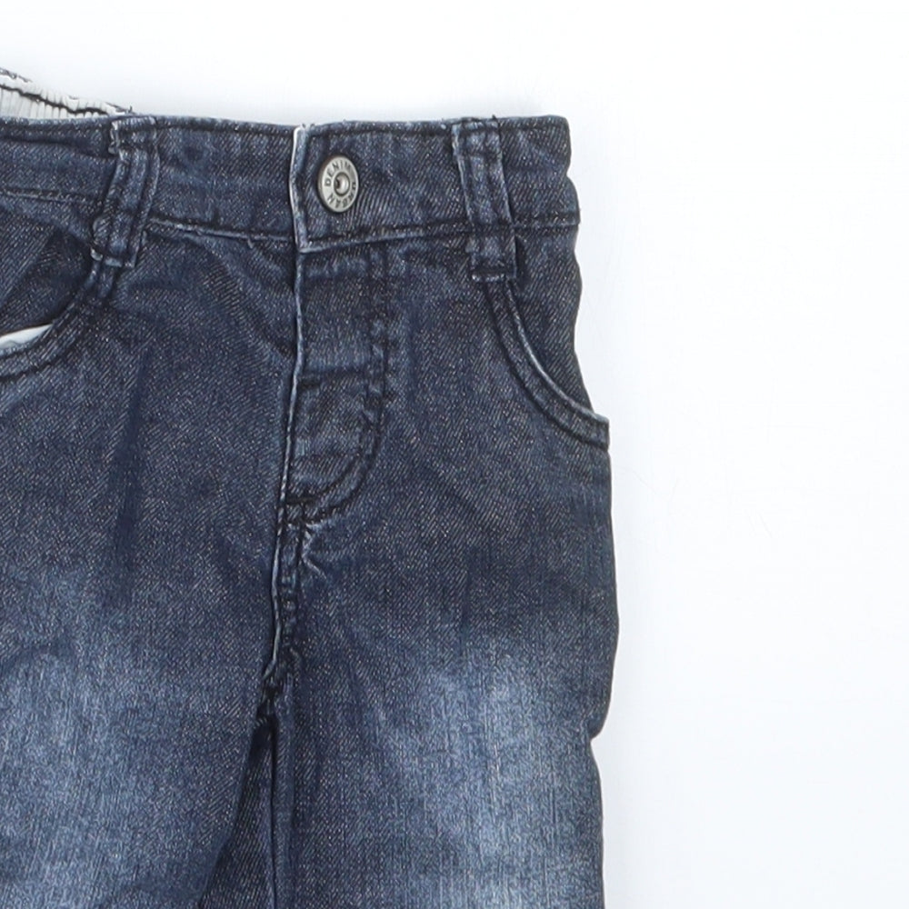 Mothercare Boys Blue  Denim Cargo Jeans Size 0-3 Months