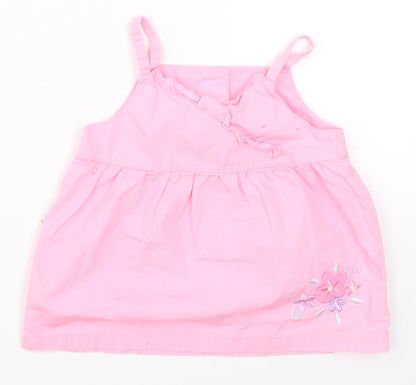 Additional front view of George girls’ pink floral basic tank, size 9-12, months