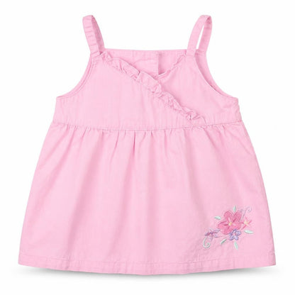 Front view of George girls’ pink floral basic tank, size 9-12, months
