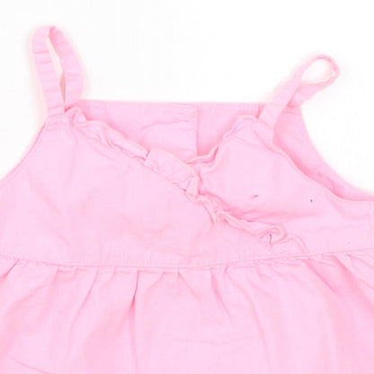 Close-up detail of George girls’ pink floral basic tank, size 9-12, months