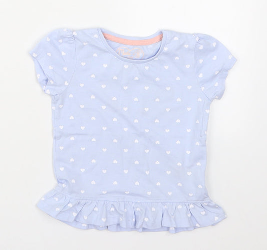 Young Dimension Girls Blue   Basic T-Shirt Size 2-3 Years  - Love Hearts