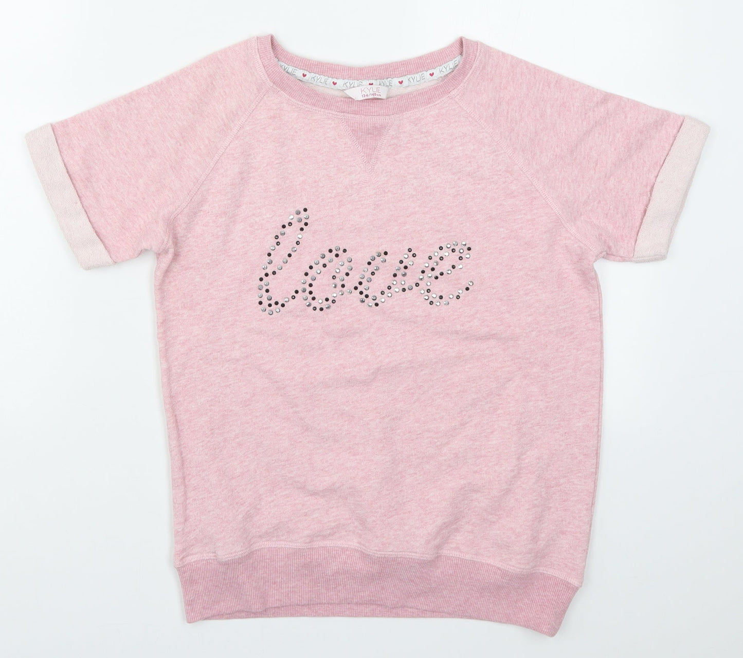 M&Co Girls Pink   Pullover Sweatshirt Size 9-10 Years  - Love