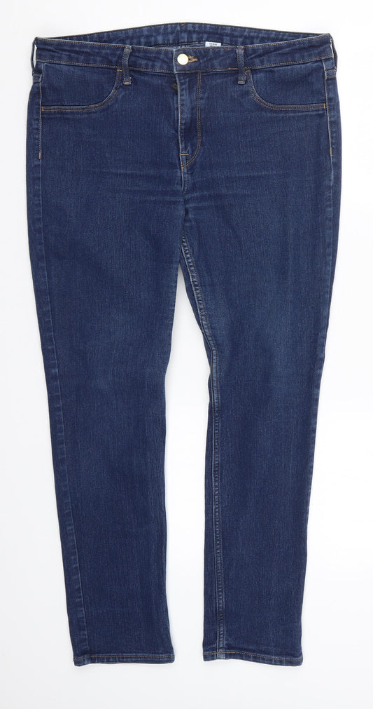 H&M Womens Blue  Denim Skinny Jeans Size 34 in L27 in