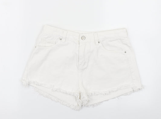 Jeans Womens White  Denim Hot Pants Shorts Size M