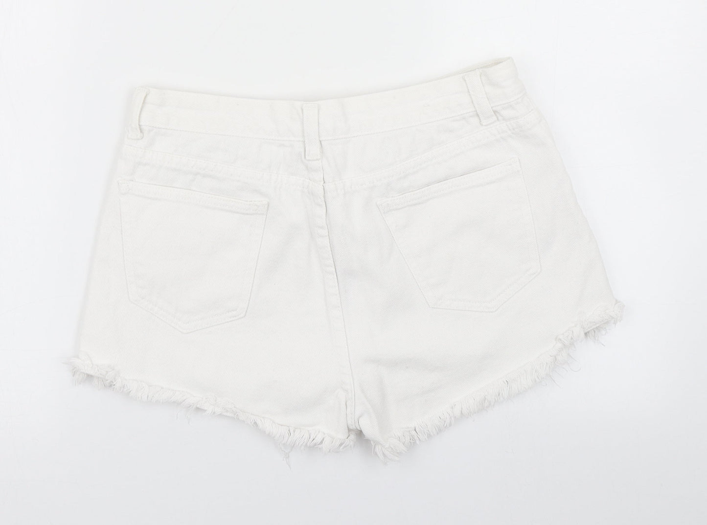 Jeans Womens White  Denim Hot Pants Shorts Size M