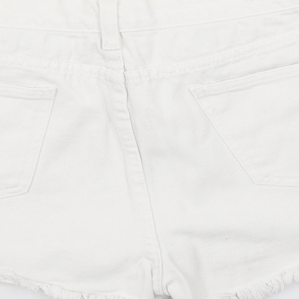 Jeans Womens White  Denim Hot Pants Shorts Size M