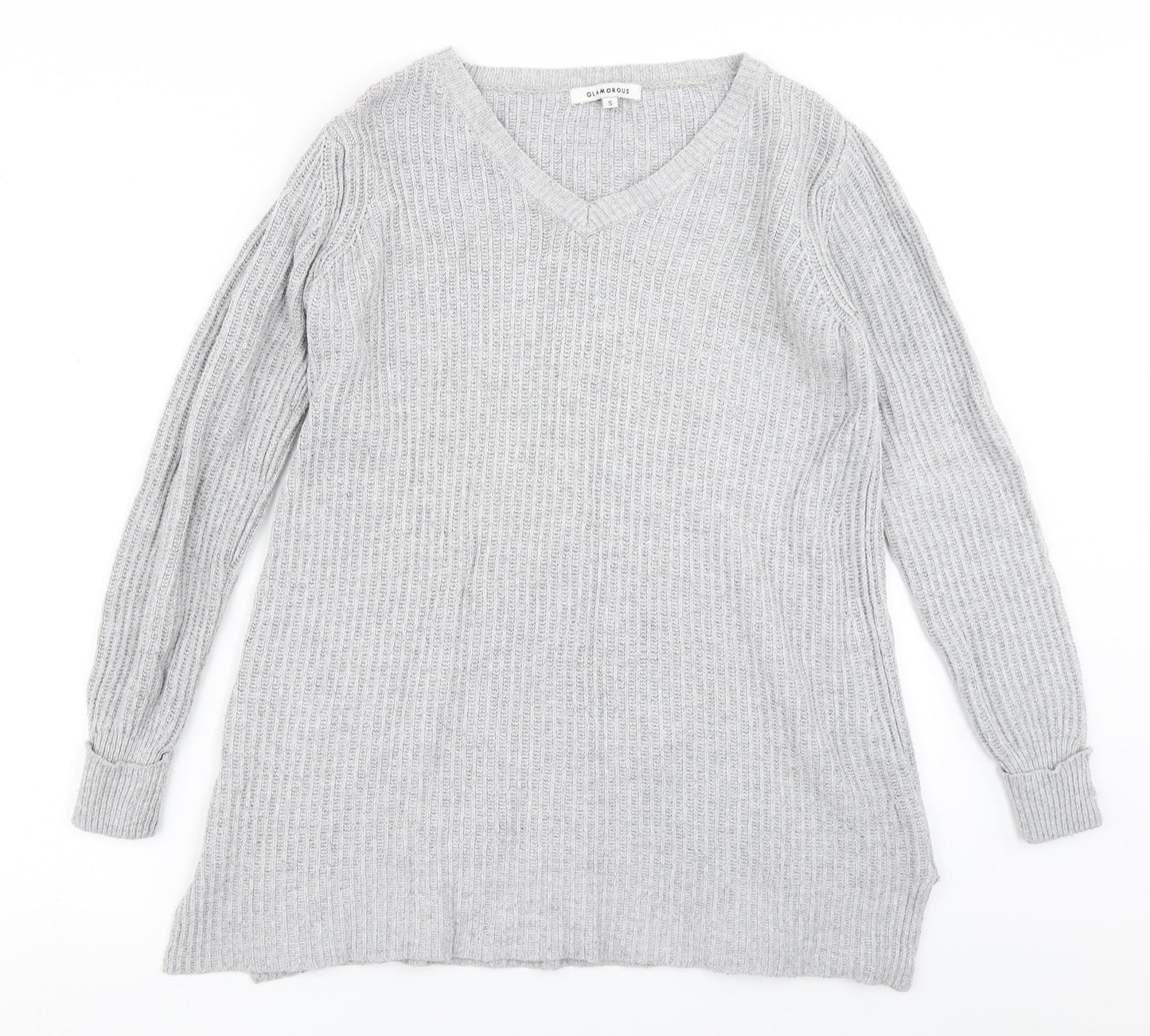 Glamorous Womens Grey  Knit Pullover Jumper Size S
