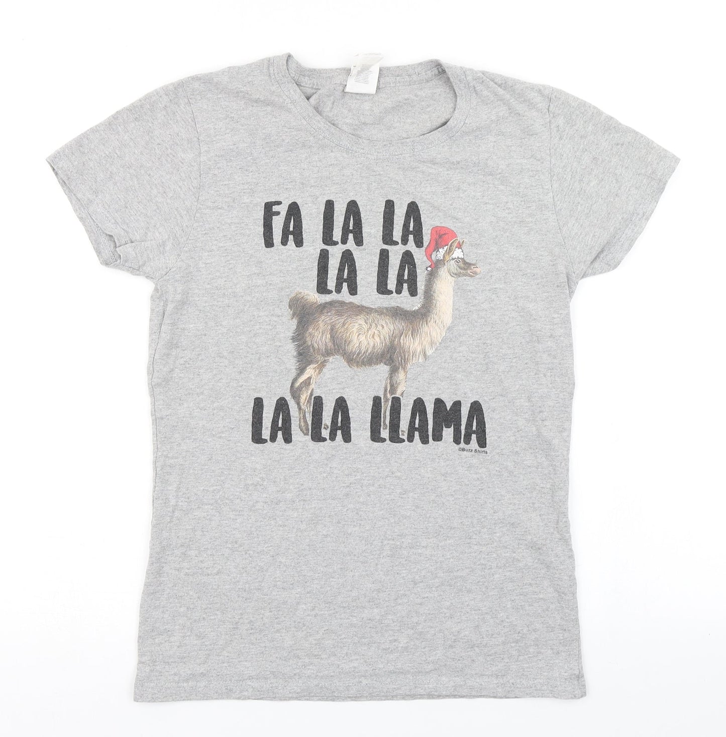 Gildan Womens Grey   Basic T-Shirt Size S  - Christmas llama t shirt