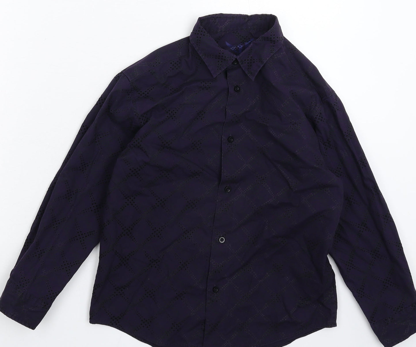 Cherokee Boys Purple Check  Basic Button-Up Size 8-9 Years