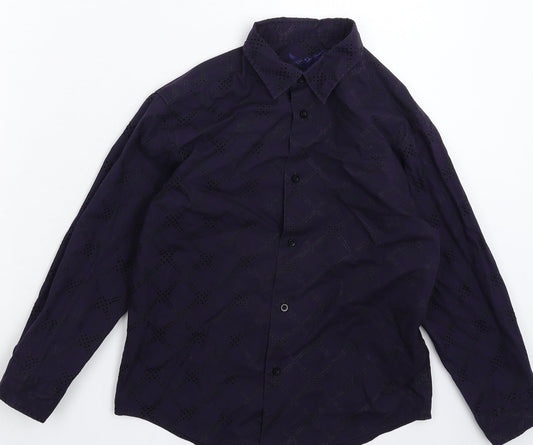 Cherokee Boys Purple Check  Basic Button-Up Size 8-9 Years