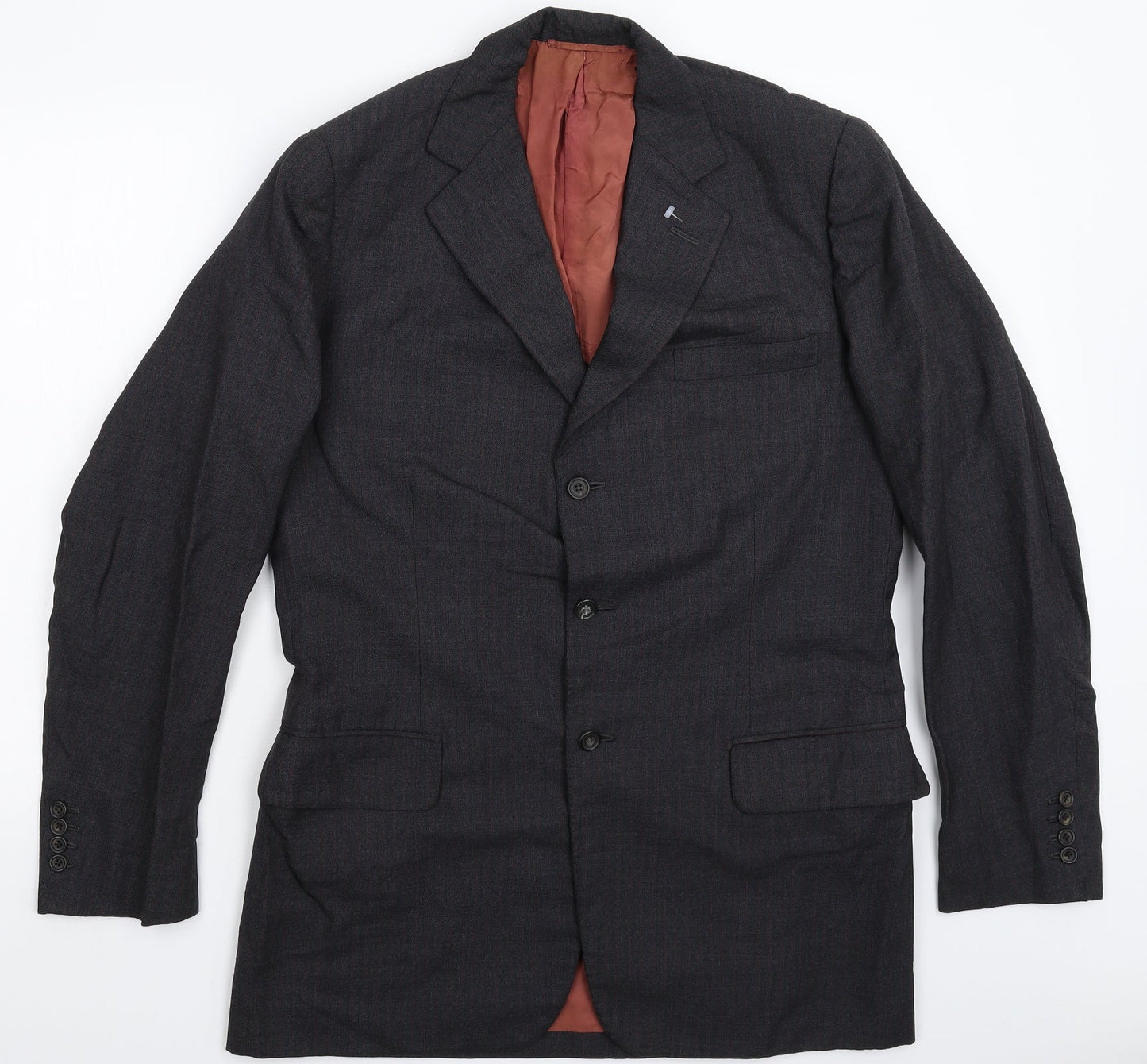 Thornton Mens Grey Striped  Jacket Suit Jacket Size 42