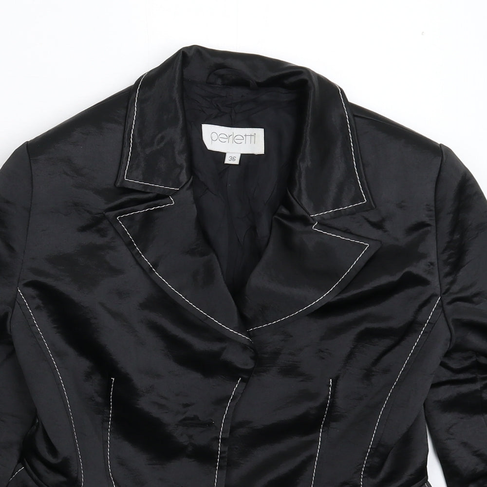 Perletti Womens Black   Jacket Blazer Size 8
