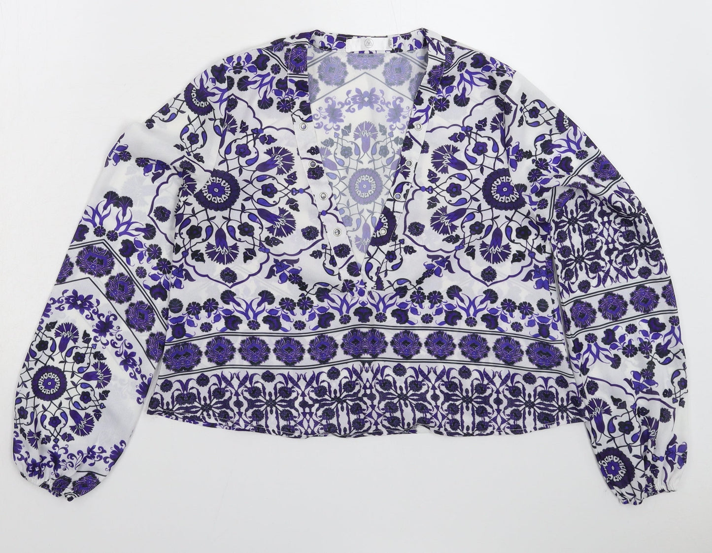 Missguided Womens White Floral  Basic Blouse Size 6