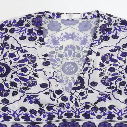 Close-up detail of Missguided women’s white floral basic blouse, size UK 6