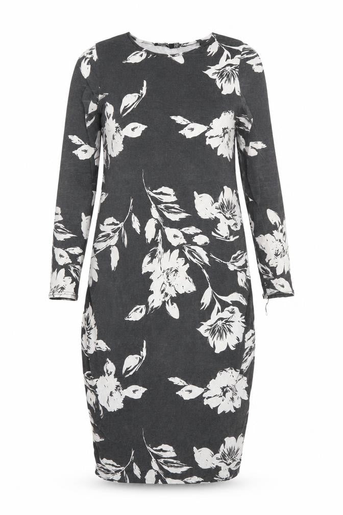 Boohoo Womens Grey Floral  A-Line  Size 14