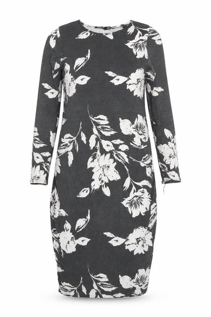 Boohoo Womens Grey Floral  A-Line  Size 14