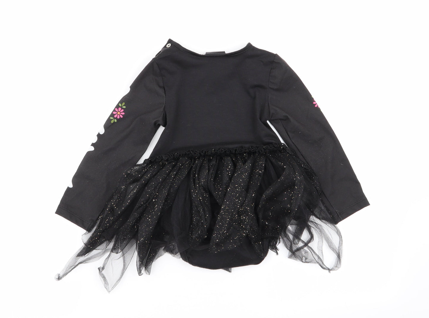 H&M Girls Black Geometric  Fit & Flare  Size 12 Months