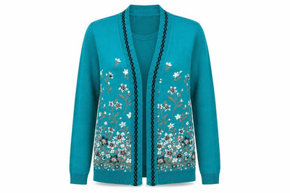 Front view of Pure & natural women’s green floral jumper, size S