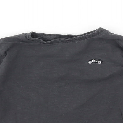 Close-up detail of Next girls’ grey basic t-shirt, size 24, months