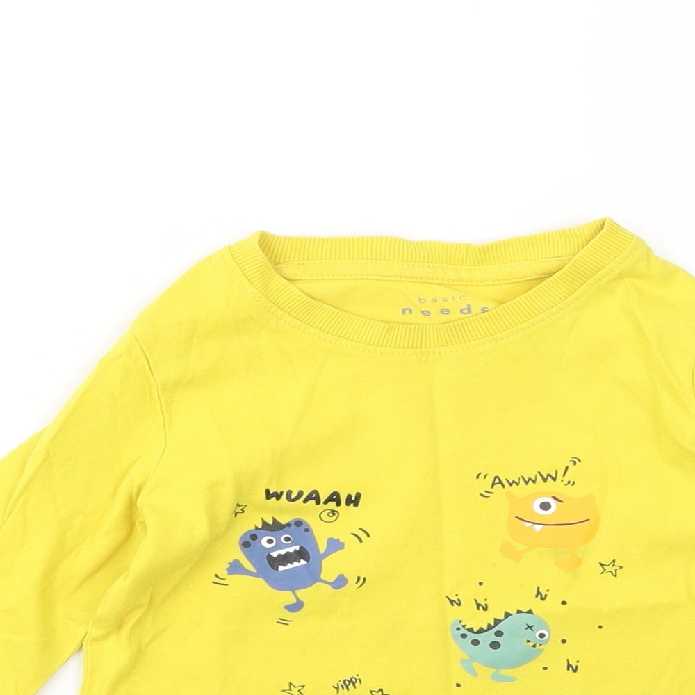 basic needs Boys Yellow   Basic T-Shirt Size 2 Years