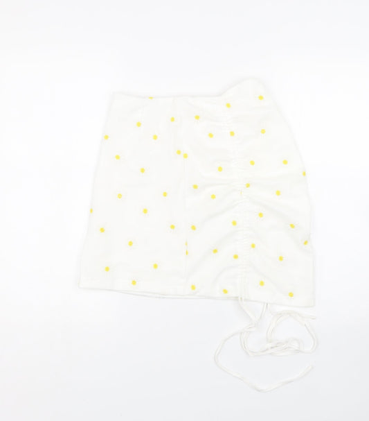 Shien Womens White Floral  Wrap Skirt Size S