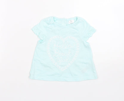 Additional front view of F&F girls’ blue basic t-shirt, size 3-6, months