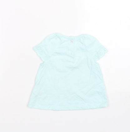 Back view of F&F girls’ blue basic t-shirt, size 3-6, months