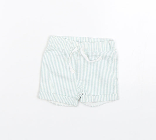 M&S  Baby Blue Striped  Cropped Trousers Size 0-3 Months