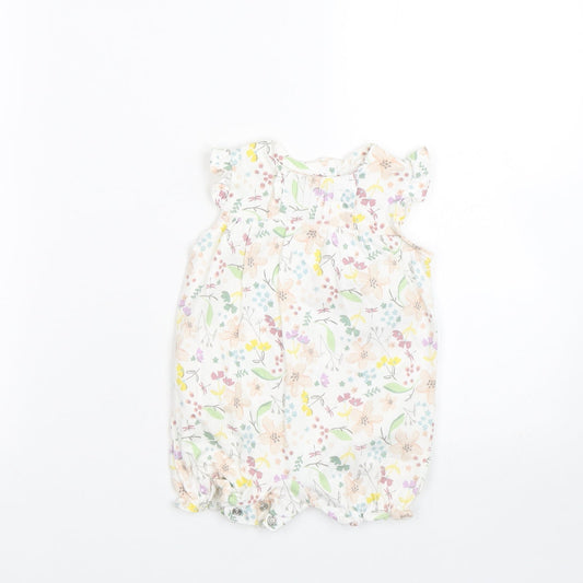 Miniclub Girls White Floral  Babygrow One-Piece Size 0-3 Months