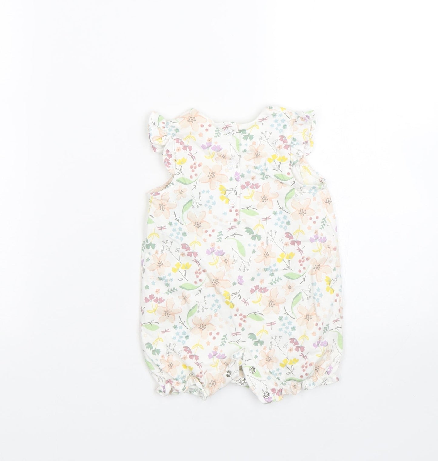Miniclub Girls White Floral  Babygrow One-Piece Size 0-3 Months