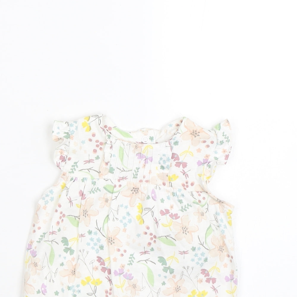 Miniclub Girls White Floral  Babygrow One-Piece Size 0-3 Months