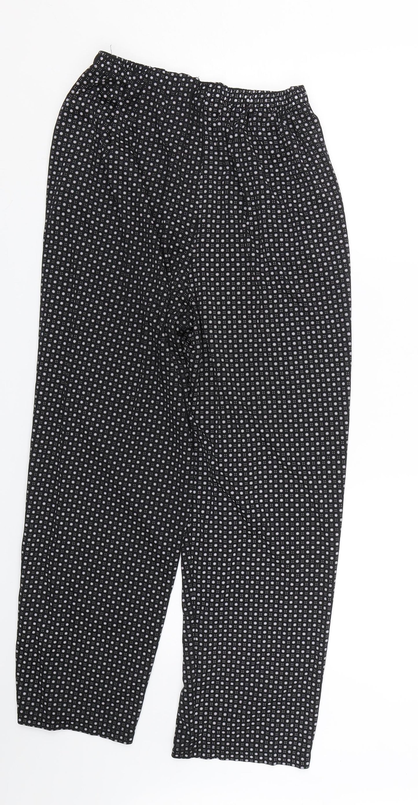 BM mode Womens Black Polka Dot  Capri Trousers Size L L24 in